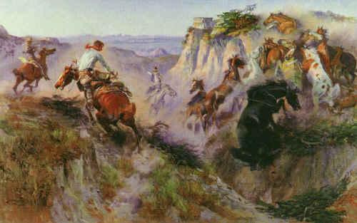 Charles M Russell The Wild Horse Hunters Germany oil painting art